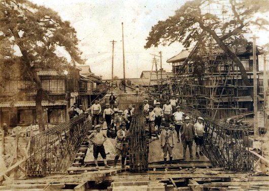 山国橋架橋工事風景