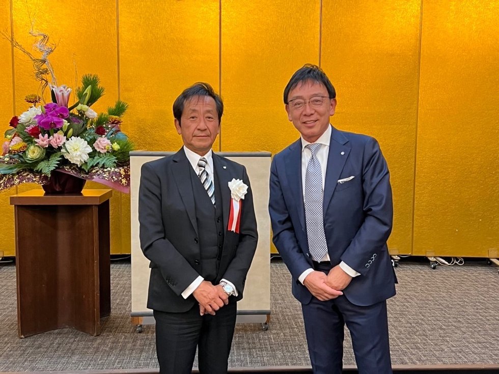 商工会の中家会長と花畑町長